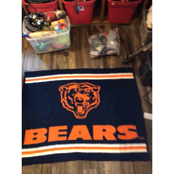 Chicago Bears Biederlack Blanket Blue Orange Fuzzy 56x44 - Picture 1 of 16